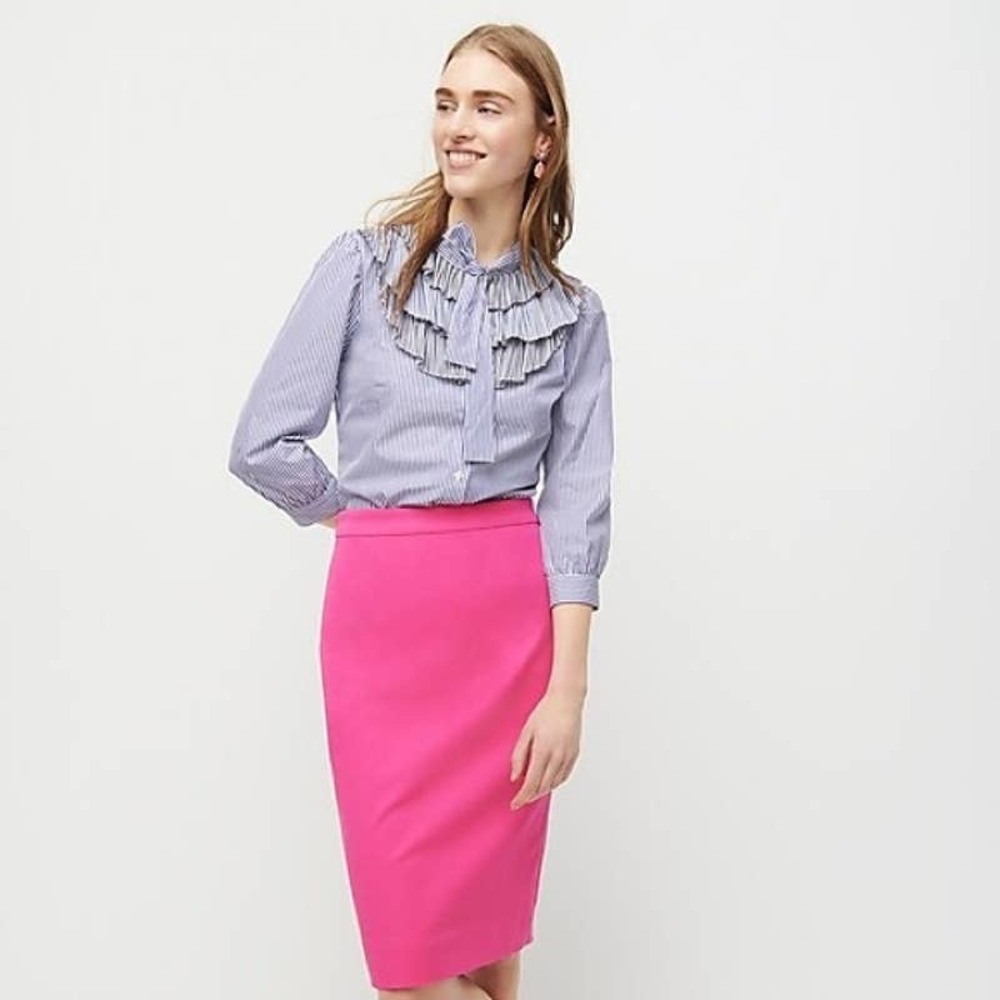 J. Crew Womens Hot Pink Wool No. 2 Pencil Skirt Size 6